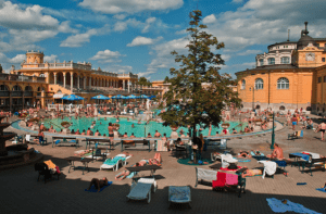 Hundreds in the 18 Pools in Szechenyi Baths