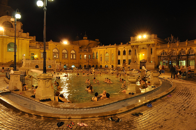 Szechenyi Baths Budapest Night Pools