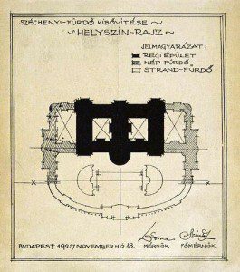 Expansion Plans of Szechenyi Bath Budapest 1927 Solid Black Original Building